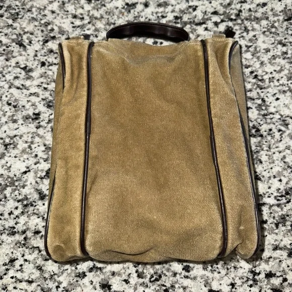 Columbia canvas leather neutral small Sage Travel Bag zip up multi-compartment - Picture 7 of 9